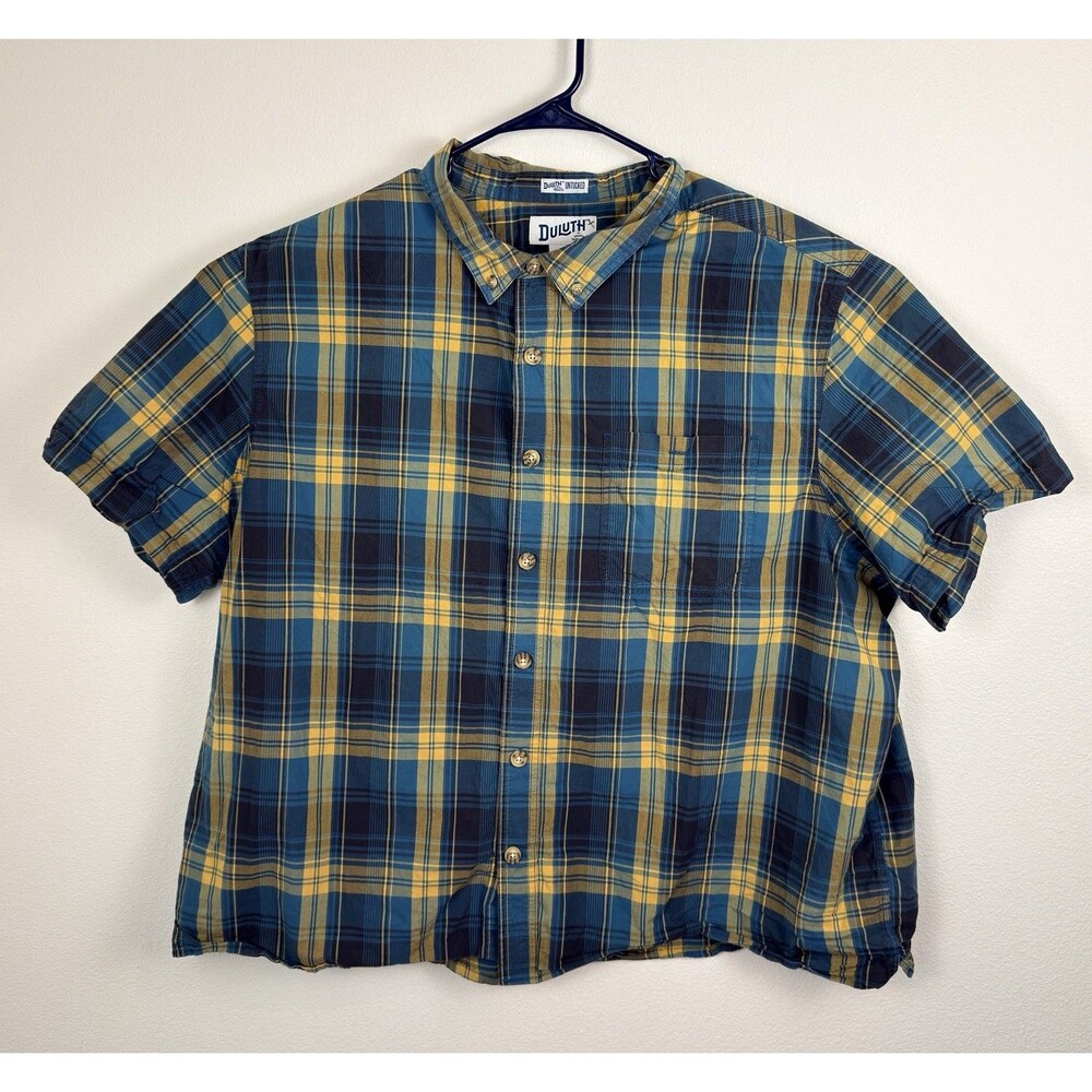 Duluth Trading Untucked Shirt Men's 3XL Relaxed Fit Plaid Button up
